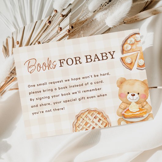 Cutie Pie Gingham Herfst Baby shower Boeken voor B Informatiekaartje
