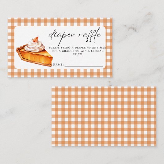 Cutie Pie Gingham Herfst Baby shower Luier Raffle Informatiekaartje (Voorkant / Achterkant)
