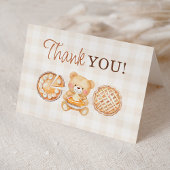 Cutie Pie Gingham Teddy Bear Herfst Baby shower Bedankkaart