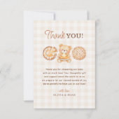 Cutie Pie Gingham Teddy Bear Herfst Baby shower Bedankkaart (Voorkant)