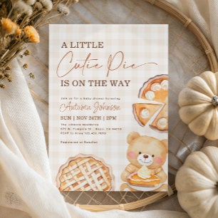 Cutie Pie Gingham Teddy Bear Herfst Baby shower Kaart