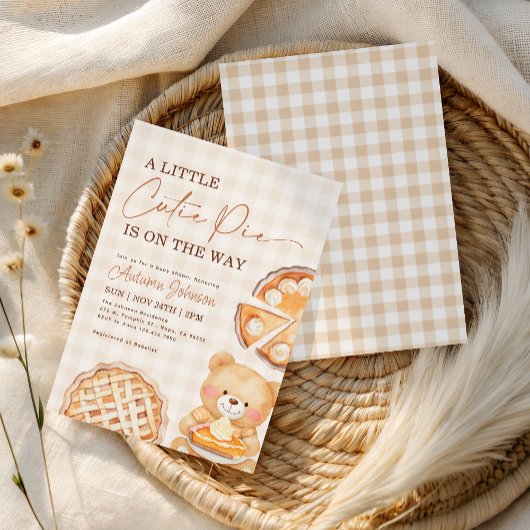 Cutie Pie Gingham Teddy Bear Herfst Baby shower Kaart