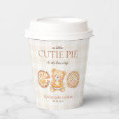 Cutie Pie Gingham Teddy Bear Herfst Baby shower Papieren Bekers (Voorkant)