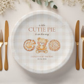 Cutie Pie Gingham Teddy Bear Herfst Baby shower Papieren Bordje
