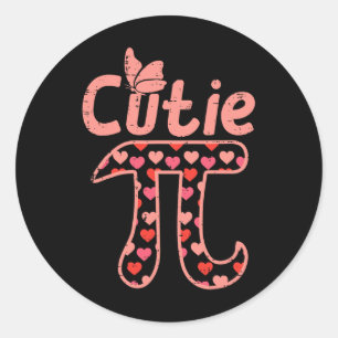 Cutie Pie Hearts Cute Pi Day Symbol Wiskunde Pun G Ronde Sticker