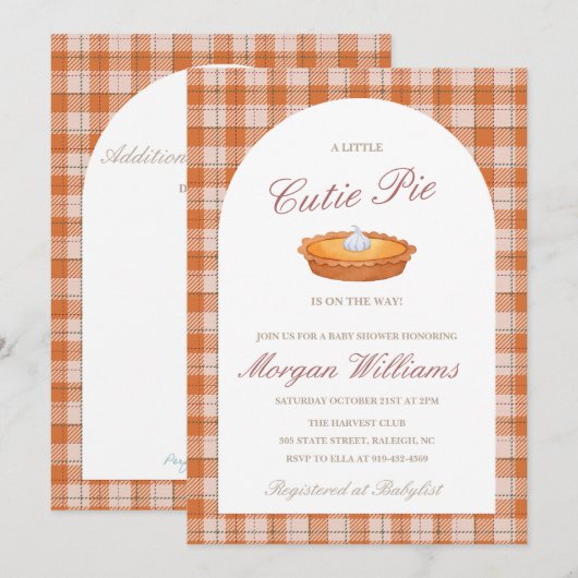 Cutie Pie Herfst Baby shower Kaart (Voorkant / Achterkant)