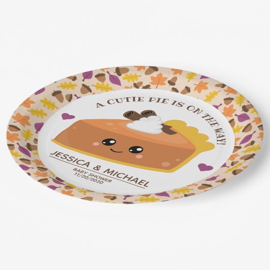 Cutie Pie Herfst Baby shower Papieren Bordje (Gekanteld)