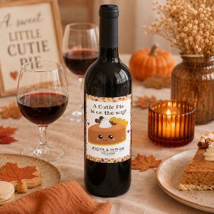 Cutie Pie Herfst Baby shower Wijn Etiket