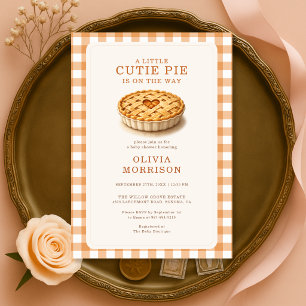 Cutie Pie Herfst Gingham Baby Shower Kaart