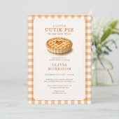 Cutie Pie Herfst Gingham Baby Shower Kaart (Staand voorkant)