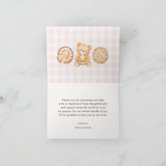 Cutie Pie Herfst Meisje Baby shower Display Douche Bedankkaart (Binnen)