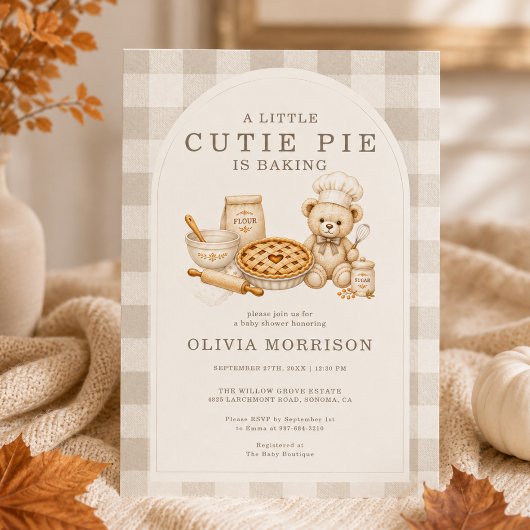 Cutie Pie is Bakken Herfst Gingham Baby Shower Kaart
