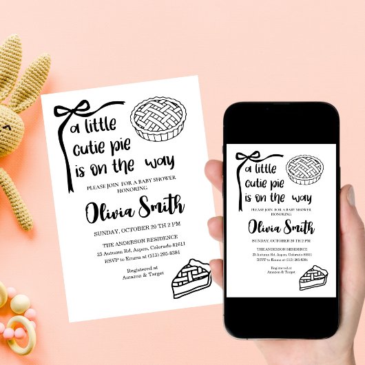 Cutie Pie is on the Way, Fall Baby Shower Kaart