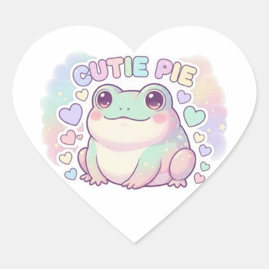 Cutie Pie Kikker Sticker Schattige Glitter Kikker (Voorkant)