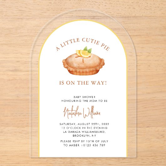 Cutie Pie Lemon Baby shower Acryl Uitnodiging (Voorkant)