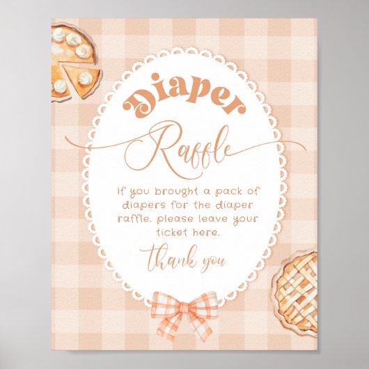 Cutie Pie Luier Raffle Gingham genderneutraal Poster (Voorkant)