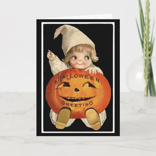 Cutie-Pie met pompoen - Halloween Kaart (Voorkant)