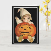 Cutie-Pie met pompoen - Halloween Kaart (Gele Bloem)