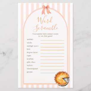 Cutie Pie Oranje Gingham Shower Woordzoek Game