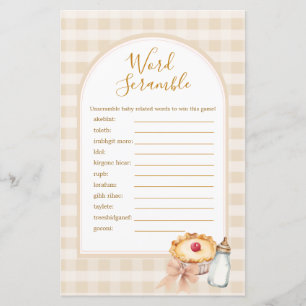 Cutie Pie Pastel Gingham Douche Word Scramble Game