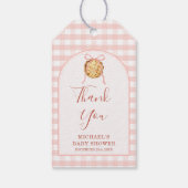 Cutie Pie Pastel Pink Bow Gingham Fall Baby Shower Cadeaulabel (Achterkant)