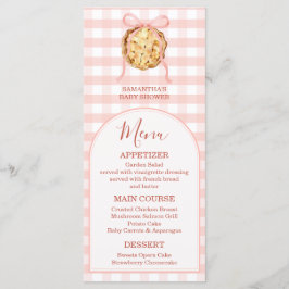 Cutie Pie Pastel Pink Bow Gingham Fall Baby Shower Menu