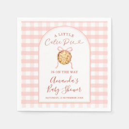 Cutie Pie Pastel Pink Bow Gingham Fall Baby Shower Servet