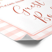 Cutie Pie Pastel Pink Bow Gingham Fall Guest Book Poster (Hoek)