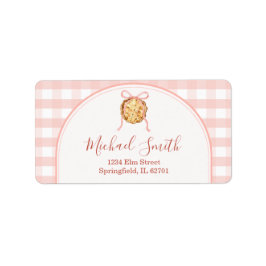 Cutie Pie Pastel Pink Gingham Baby Shower Address Etiket