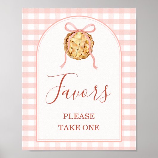 Cutie Pie Pastel Pink Gingham Baby Shower Favors Poster (Voorkant)