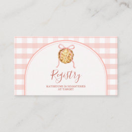 Cutie Pie Pastel Pink Gingham Baby Shower Registry Informatiekaartje
