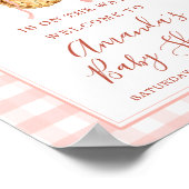 Cutie Pie Pastel Pink Gingham Baby Shower Welcome Poster (Hoek)