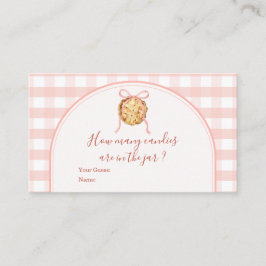 Cutie Pie Pastel Pink Gingham How Many Candies Informatiekaartje