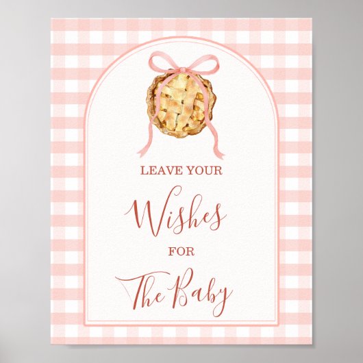 Cutie Pie Pastel Pink Gingham Leave Your Wishes Poster (Voorkant)