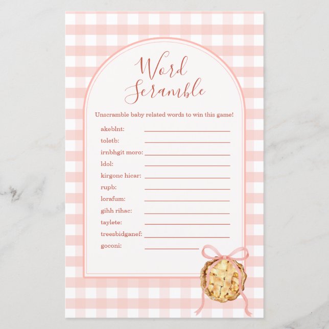 Cutie Pie Pastel Roze Geruite Woordzoekspel (Voorkant)