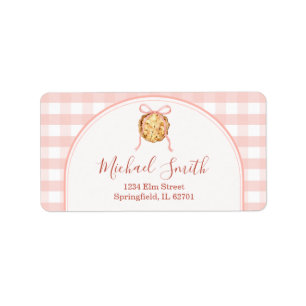Cutie Pie Pastel Roze Gingham Baby Shower Adres Etiket