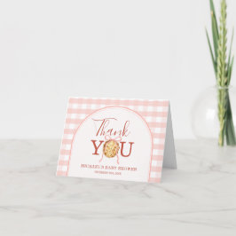 Cutie Pie Pastel Roze Gingham Baby Shower Vouwkaar Bedankkaart