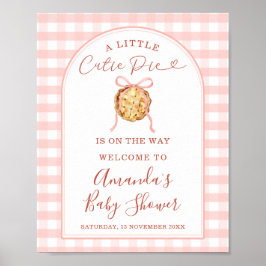 Cutie Pie Pastel Roze Gingham Baby Shower Welkom Poster