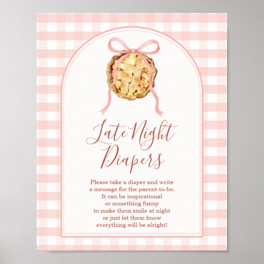 Cutie Pie Pastel Roze Gingham Late Night Luierbroe Poster (Voorkant)