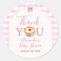 Cutie Pie Pink Gingham Baby shower Bedankt