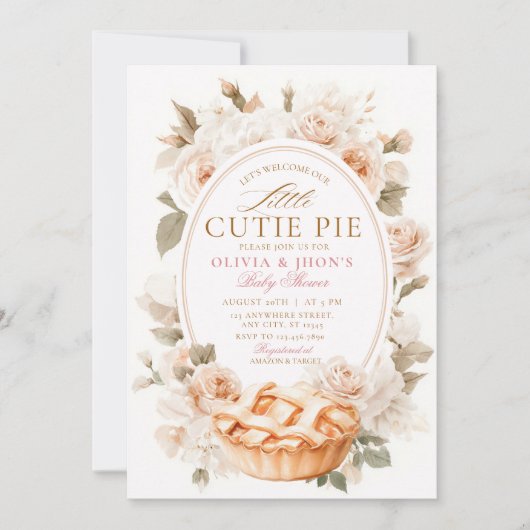 Cutie Pie Pompoen Bloemen Bow Uitnodiging (Voorkant)