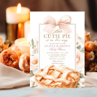 Cutie Pie Pompoen Bloemen Bow Uitnodiging