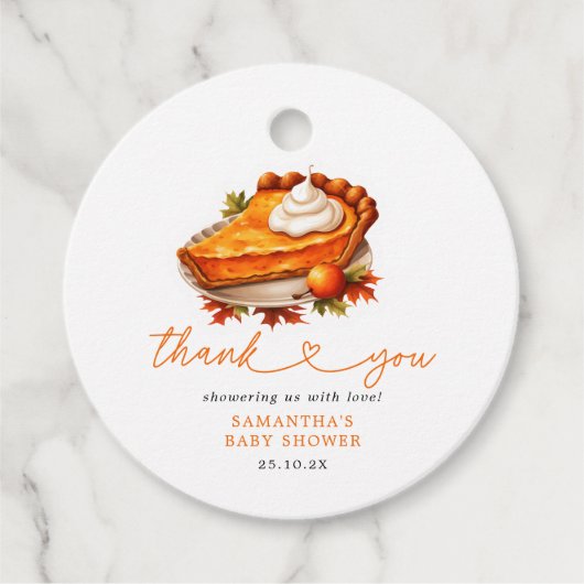 Cutie Pie Pompoen Herfst Baby shower Dank u Bedankjes Labels (Voorkant)