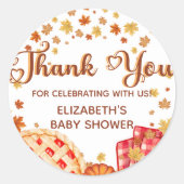 Cutie Pie Pompoen Herfst Baby shower Dank u Ronde Sticker (Voorkant)