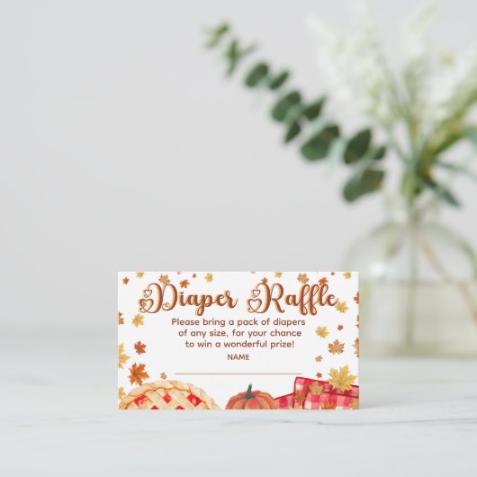 Cutie Pie Pompoen Herfst Baby shower Luier Raffle Informatiekaartje (Staand voorkant)