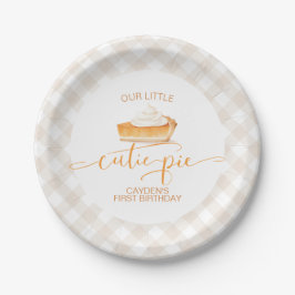 Cutie Pie pompoentaart herfst geruit Eerste verjaa Papieren Bordje