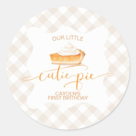 Cutie Pie pompoentaart herfst geruit Eerste verjaa Ronde Sticker