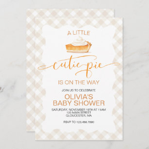 Cutie Pie pompoentaart Herfst plaid Baby shower Kaart