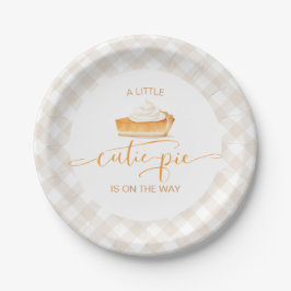 Cutie Pie pompoentaart Herfst plaid baby shower Papieren Bordje
