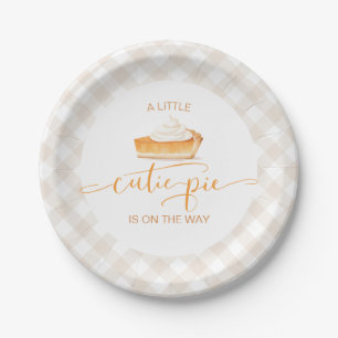 Cutie Pie pompoentaart Herfst plaid baby shower Papieren Bordje